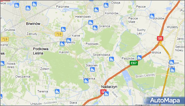 mapa Strzeniówka, Strzeniówka na mapie Targeo