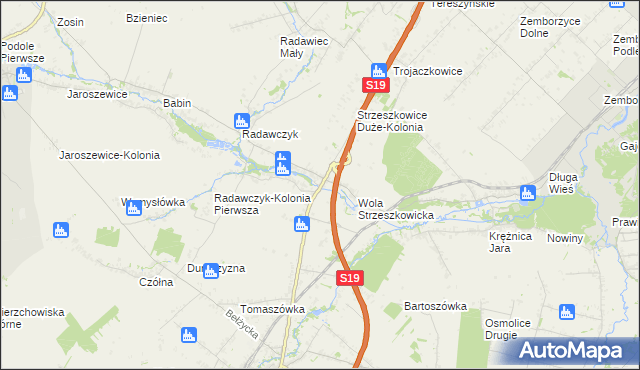 mapa Strzeszkowice Duże, Strzeszkowice Duże na mapie Targeo