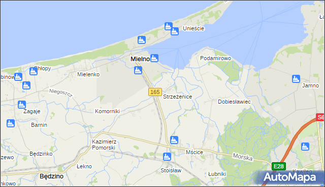 mapa Strzeżenice, Strzeżenice na mapie Targeo