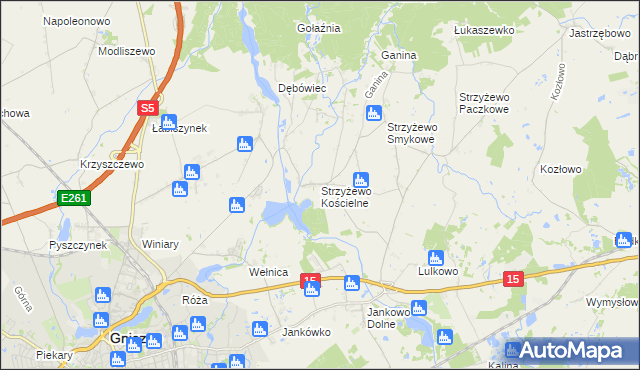 mapa Strzyżewo Kościelne, Strzyżewo Kościelne na mapie Targeo