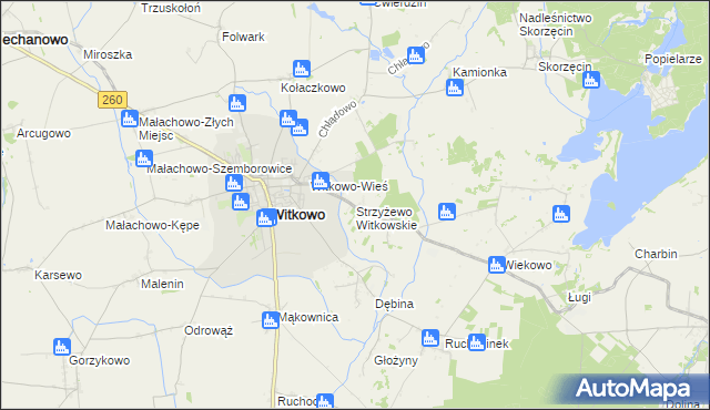 mapa Strzyżewo Witkowskie, Strzyżewo Witkowskie na mapie Targeo