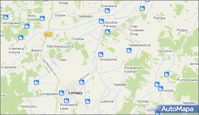 mapa Studzianka gmina Łomazy, Studzianka gmina Łomazy na mapie Targeo