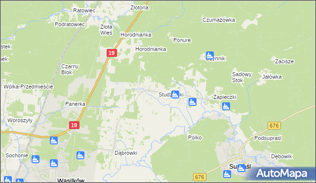 mapa Studzianki gmina Wasilków, Studzianki gmina Wasilków na mapie Targeo