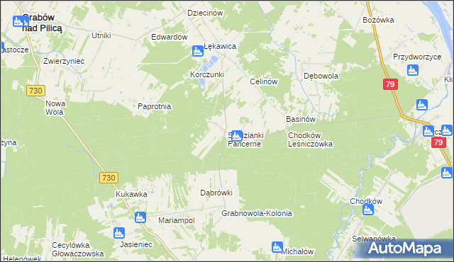 mapa Studzianki Pancerne, Studzianki Pancerne na mapie Targeo