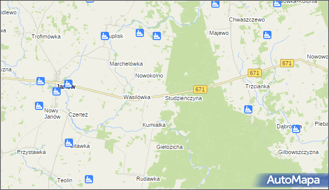 mapa Studzieńczyna, Studzieńczyna na mapie Targeo