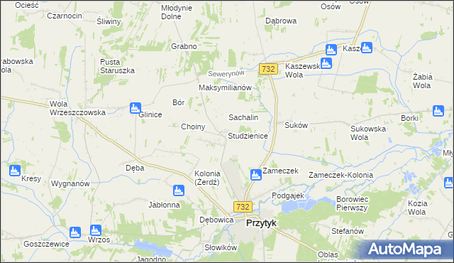 mapa Studzienice gmina Przytyk, Studzienice gmina Przytyk na mapie Targeo