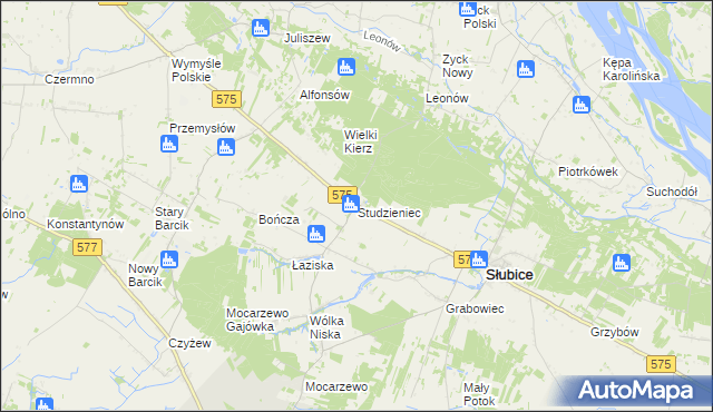 mapa Studzieniec gmina Słubice, Studzieniec gmina Słubice na mapie Targeo