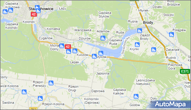 mapa Styków gmina Brody, Styków gmina Brody na mapie Targeo