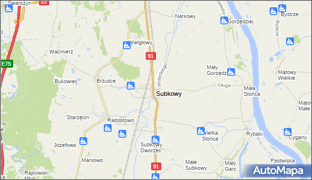 mapa Subkowy, Subkowy na mapie Targeo