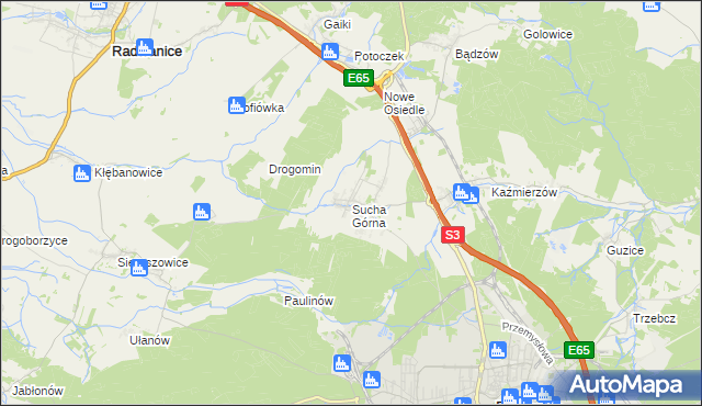 mapa Sucha Górna, Sucha Górna na mapie Targeo