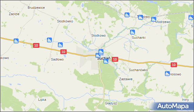 mapa Suchań, Suchań na mapie Targeo