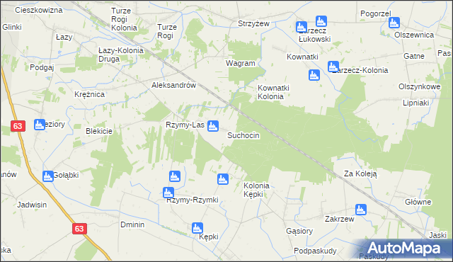 mapa Suchocin gmina Łuków, Suchocin gmina Łuków na mapie Targeo