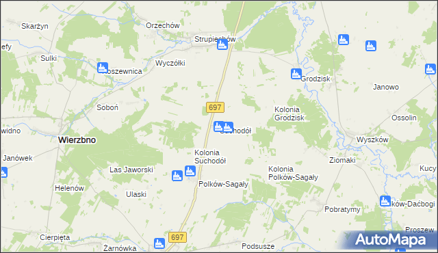 mapa Suchodół gmina Grębków, Suchodół gmina Grębków na mapie Targeo