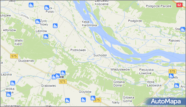 mapa Suchodół gmina Iłów, Suchodół gmina Iłów na mapie Targeo