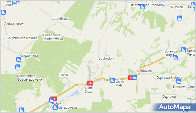 mapa Suchodoły gmina Gościeradów, Suchodoły gmina Gościeradów na mapie Targeo