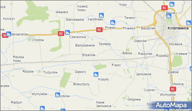 mapa Suchodoły gmina Krośniewice, Suchodoły gmina Krośniewice na mapie Targeo