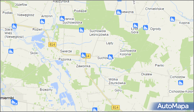 mapa Suchowola gmina Wohyń, Suchowola gmina Wohyń na mapie Targeo