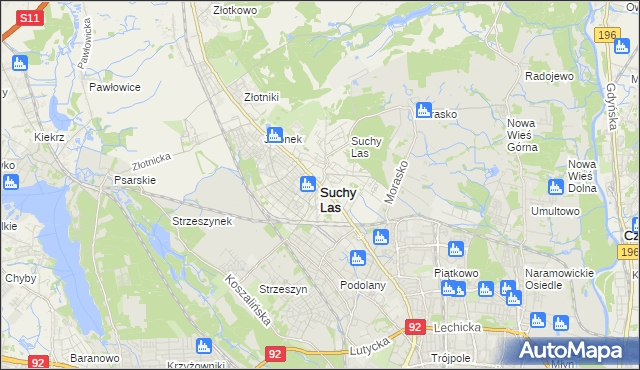 mapa Suchy Las powiat poznański, Suchy Las powiat poznański na mapie Targeo