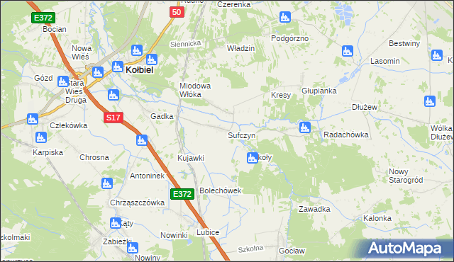 mapa Sufczyn gmina Kołbiel, Sufczyn gmina Kołbiel na mapie Targeo