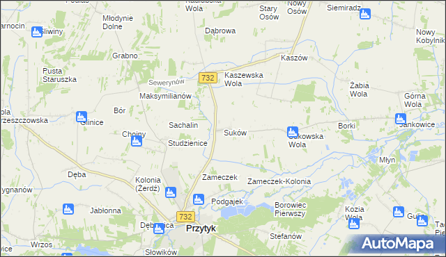 mapa Suków gmina Przytyk, Suków gmina Przytyk na mapie Targeo