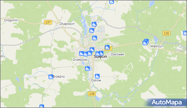 mapa Sulęcin, Sulęcin na mapie Targeo