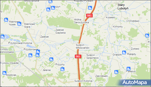 mapa Sulęcin Włościański, Sulęcin Włościański na mapie Targeo