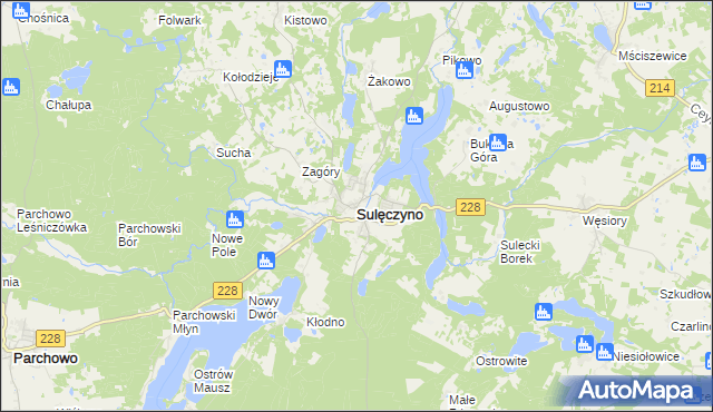 mapa Sulęczyno, Sulęczyno na mapie Targeo