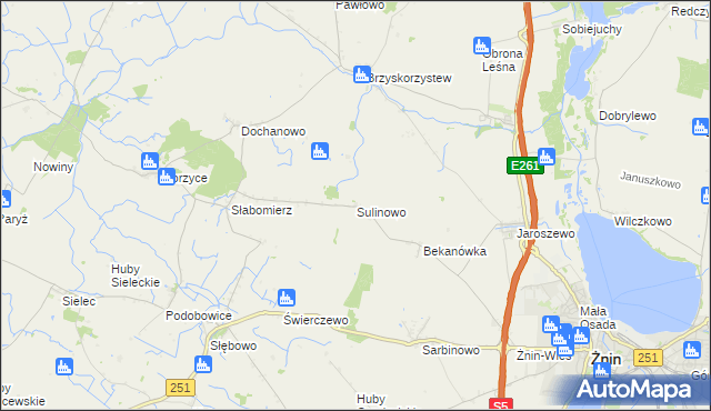 mapa Sulinowo, Sulinowo na mapie Targeo