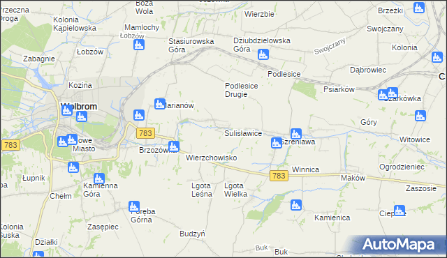 mapa Sulisławice gmina Wolbrom, Sulisławice gmina Wolbrom na mapie Targeo