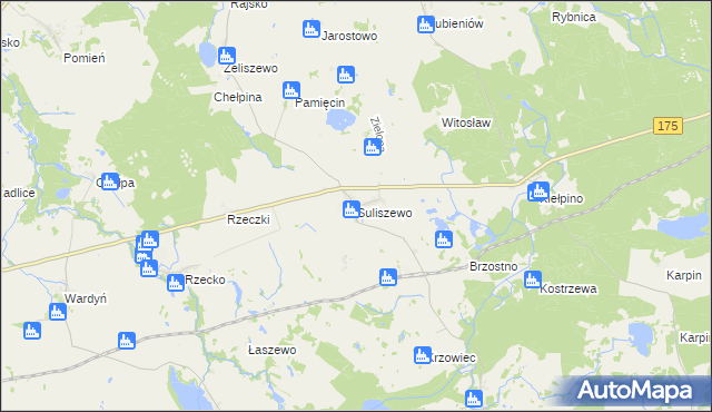 mapa Suliszewo gmina Choszczno, Suliszewo gmina Choszczno na mapie Targeo