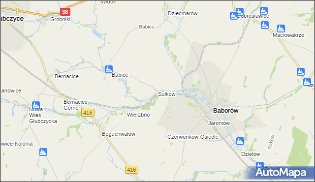 mapa Sułków gmina Baborów, Sułków gmina Baborów na mapie Targeo