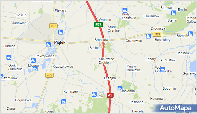 mapa Sułkowice Drugie, Sułkowice Drugie na mapie Targeo