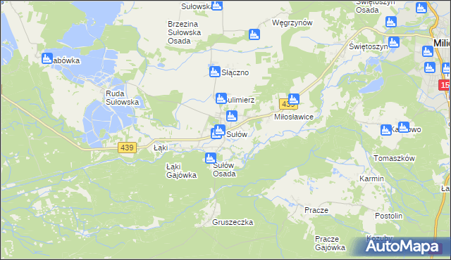 mapa Sułów gmina Milicz, Sułów gmina Milicz na mapie Targeo