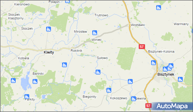 mapa Sułowo gmina Bisztynek, Sułowo gmina Bisztynek na mapie Targeo