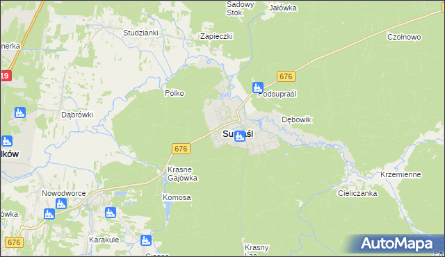 mapa Supraśl, Supraśl na mapie Targeo