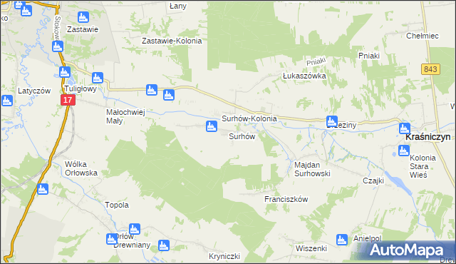 mapa Surhów, Surhów na mapie Targeo