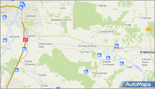 mapa Surhów-Kolonia, Surhów-Kolonia na mapie Targeo