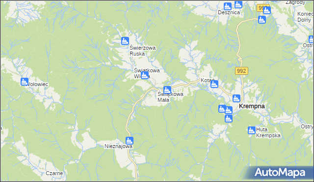 mapa Świątkowa Mała, Świątkowa Mała na mapie Targeo