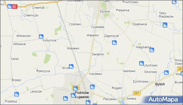 mapa Świątniki gmina Piotrków Kujawski, Świątniki gmina Piotrków Kujawski na mapie Targeo