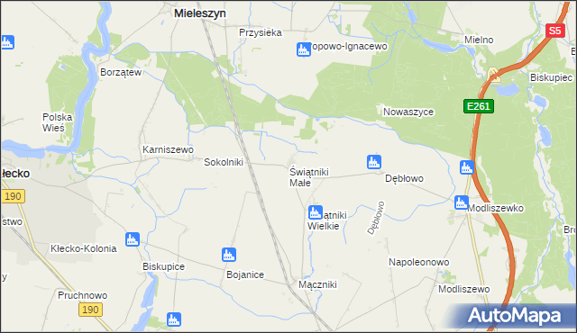 mapa Świątniki Małe gmina Mieleszyn, Świątniki Małe gmina Mieleszyn na mapie Targeo