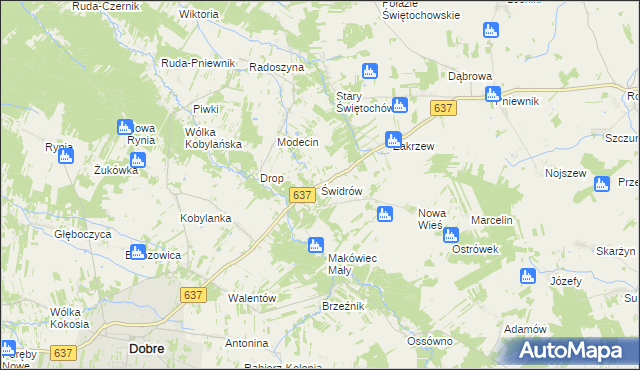 mapa Świdrów, Świdrów na mapie Targeo