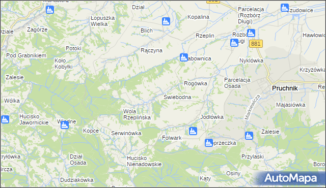 mapa Świebodna, Świebodna na mapie Targeo