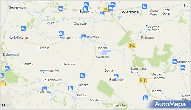 mapa Święcica gmina Wierzbica, Święcica gmina Wierzbica na mapie Targeo