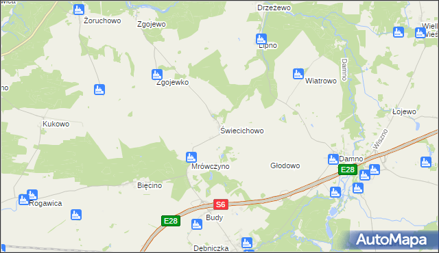 mapa Świecichowo, Świecichowo na mapie Targeo