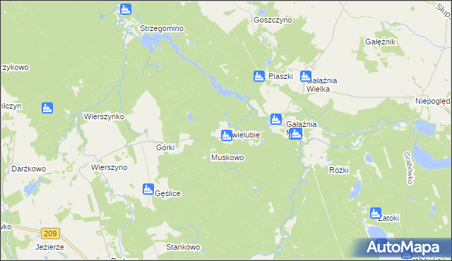 mapa Świelubie gmina Kołczygłowy, Świelubie gmina Kołczygłowy na mapie Targeo