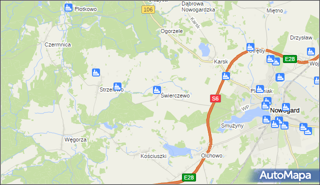 mapa Świerczewo gmina Nowogard, Świerczewo gmina Nowogard na mapie Targeo