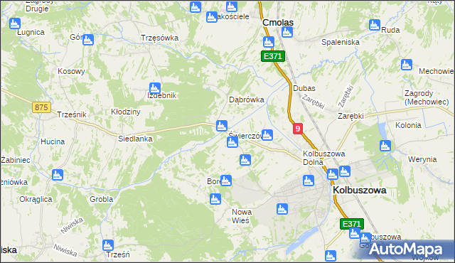 mapa Świerczów gmina Kolbuszowa, Świerczów gmina Kolbuszowa na mapie Targeo