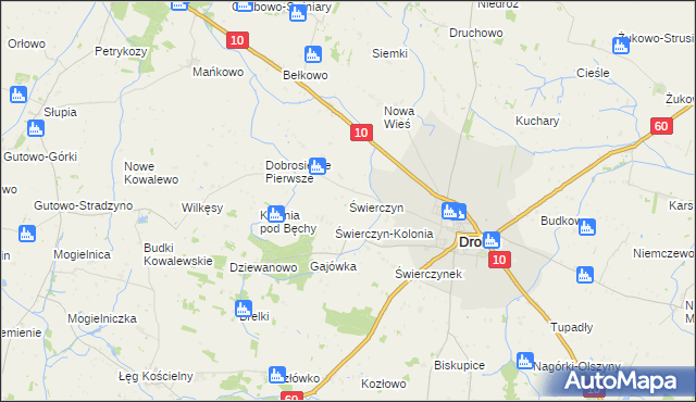 mapa Świerczyn gmina Drobin, Świerczyn gmina Drobin na mapie Targeo