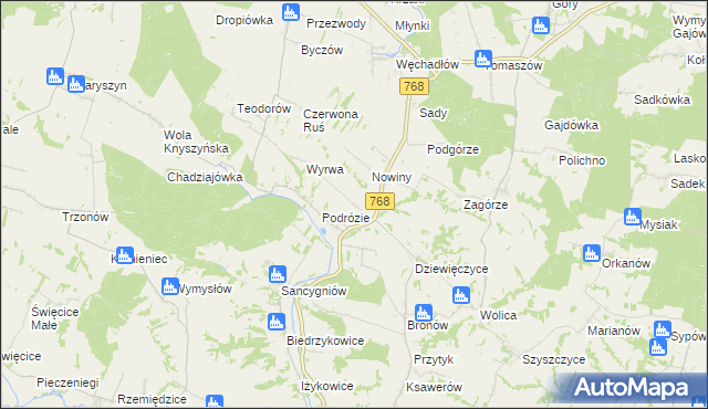 mapa Świerczyna gmina Działoszyce, Świerczyna gmina Działoszyce na mapie Targeo