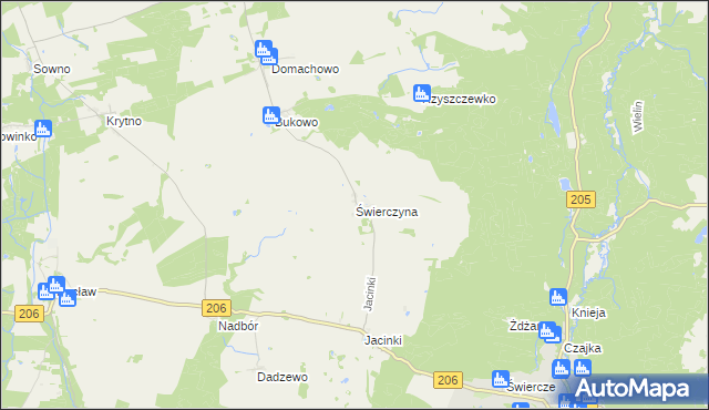 mapa Świerczyna gmina Polanów, Świerczyna gmina Polanów na mapie Targeo